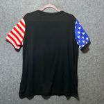 Roshop Patriotic Star Flag Print V Neck T Shirt Women's XL Black Red White Blue Photo 4