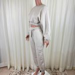 Zenana 2 Pcs Crop Sweatshirt Tracksuit Jogger Pants Set Outfit Active Loungewear Cream Size XL Photo 2