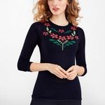Brooks Brothers  Sweaters Women's Floral Silk-Cashmere Navy Sweater Medium Photo 0