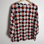 Van Heusen Women Blouse Geometric Print Multicolor XL Semi Sheer Pull Tab Sleeve Photo 1