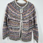 Handmade Hand Knit Cardigan Sweater Cozy Yarn Scandinavian Multicolor Lagenlook Cabincore Photo 0