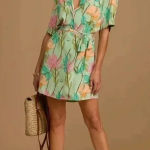 Lulus Totally Tropical Light Green Floral Print Button-Up Shirt Dress Small Photo 0