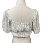 Elodie Floral Print Short Sleeve Scoop Neck Rayon Cropped Top Size Medium NWT Photo 4