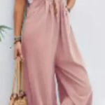 BUTTON STRAP POCKET BOHO PINK BLUSH WIDE LEG SLEEVELESS COTTON Y2K SZ M #2105 Pink Size M Photo 0