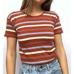Madewell  Whisper Birchmont Stripe T-Shirt in Burnt Clay Size Small EUC!!! Photo 0