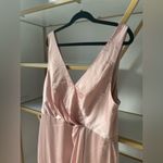 After Six Sleeveless Satin Faux Wrap Gown in Toasted Sugar, Size 18 Photo 7