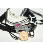 Oh My! Unicorn Star Crystal Rhinestone Accents Black Braided Cord 6 Photo 1