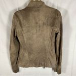 ZARA Women’s Faux Leather Suede Jacket Asymmetrical Cowl Neck Raw Hem Tan M Photo 1