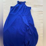 NWOT Women's High Neck Split Bodycon Mermaid Evening Cocktail Long Dress Blue Size L Photo 7