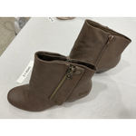 blowfish Womans Ankle Boots 9 Brown Dbl Side Zip Wedge Heel NWOT Photo 2