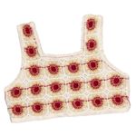 Rebellion Cream & Red Crochet Granny Square Cropped Tank Top Photo 0