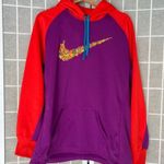 Nike colorblock therma fit hoodie purple neon coral swoosh graphic XL Photo 0