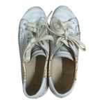 Soludos Quilted Stripe Stripped White Sneaker Size 8.5 Leather Shoes Lace Up Photo 4