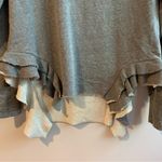 Black Orchid NWT  Grey Ruffled Raw Hem Pullover Sweatshirt Size M Photo 4