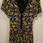 Anthropologie MAEVE Black Yellow Floral Corset Short Sleeve Mini Dress Photo 2
