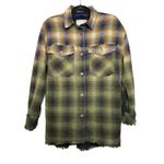 Free People  Anneli Plaid Shirt Jacket Women's XS Boho Grunge Shacket Green Earth Photo 1