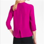 Theory 3/4 sleeve fuchsia hot pink silk zipper neckline blouse size petite Photo 1