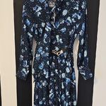 Gracia  Navy Floral Long Sleeve Dress Photo 0