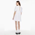 Aritzia SUN-DEH Zane Puff Sleeve Mini Babydoll Dress Open Tie-Back White Small Photo 2