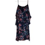 Xhilaration Xhiliration 3X Pink Blue Floral Cold Shoulder Ruffle Adj Strap Midi Dress Summer Photo 1