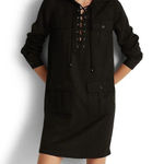 Ralph Lauren NWT Lauren Dress Lace-Up Twill Chic Long-Sleeve Black Women 14 $165 Photo 0