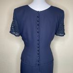 R & M Richards Vintage Navy Beaded Back Accent Mother of the Bride Dress Gown 8P Photo 4