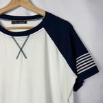 Boutique  NXH White & Black Baseball Crewneck Short Sleeve T-Shirt XL Photo 3