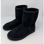 UGG  Australia Womens Boots Black Suede Classic Short Fleece Pull On Winter US 9 Photo 2