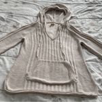 Roxy Cream cable Knit Hooded V-neck kangaroo pocket Sweater, size M outdoor Photo 4