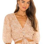 Cleobella  Boho Floral Puff Sleeve Tie-Front Blouse Top Size S - Amina Photo 0