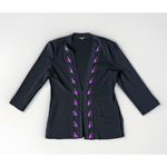 Misook  Black Purple Ribbon Cardigan Jacket Classic Blazer Designer  Women's S Photo 1