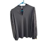 Cable & Gauge Black Mock Neck Top with Sequin Balloon Sleeves XL NWT Photo 2