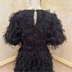 Endless Rose Gridded Mesh Feathered Puff Sleeve Mini Dress Black Sz XS Photo 11