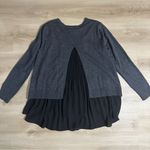 Club Monaco  Wool Black Gray‎ Split Back Tiered Hem Pull Over Sweater Medium Photo 6