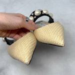 Jimmy Choo Basette Pearl Embellished Raffia Pointed Toe Slide Mule Flat Shoes 38 Photo 9