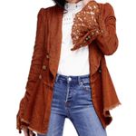Free People Throwback Corduroy Flared Lace Military Jacket Boho Small NEW Photo 7