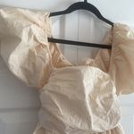 En Saison Juliet puff sleeve eyelet elegant Beige babydoll Dress big bow back S‎ Photo 2