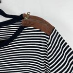 Ralph Lauren Lauren Women’s Striped Faux Leather Trim Blouse Navy White Size 2X Photo 3