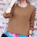 CAbi  Luna Pullover Brown Ribbed Sweater Sz. S 3/4 Sleeve Scoop Neck Cotton Blend Photo 0