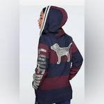 PINK - Victoria's Secret  Striped Dog Hoodie - Navy & Burgundy Photo 2