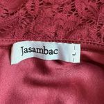 Jasambac Burgundy Lace Midi Dress 3/4 Sleeve Fit Flare Womens L Christmas Party Red Size L Photo 7