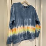 Jolie & Joy Size M Long Sleeve Crew Navy Blue Tie Dye Stripe Terry Sweatshirt Size M Photo 2
