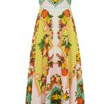 ALÉMAIS Lemonis Printed Linen Midi Dress White Size 8 Photo 0