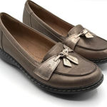 Clarks Ashland Bubble Loafers Flats Leather Pewter Gold Tassels Shoes 7 M Photo 0