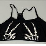 Black Skeleton Fingers Hands Skull Halloween Racerback Tank Crop Top Shirt Tee Size XL ⛓🖤 Photo 1