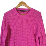 Tommy Hilfiger  Cable Knit Crewneck Sweater Womens XL Pink 100% Cotton Preppy Photo 2