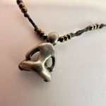 Silver tone yoga choker pendant necklace on cord Photo 7