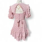 B Darlin B. Darlin Pink Floral Puff Sleeve Mini Dress Faux Wrap Ruffle Cottagecore 3/4 Photo 5
