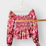 Rachel Parcell NEW Smocked Blouse Womens XS Pink Multi Floral Long Sleeve Top Photo 5