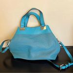 Vince Camuto  Beatt blue Moon perforated leather satchel bag with strap EUC Photo 1